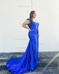 Mermaid Off-the-shoulder Satin Corset Prom Dresses With Ruched