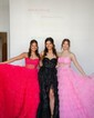 Ball Gown Strapless Tulle Ruffle Tiered Prom Dresses