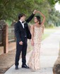 Sheath/Column V-neck Sparkly Sequin Prom Dresses