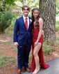 Sheath/Column V-neck Sparkly Sequin Prom Dresses