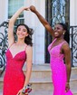 Mermaid V-neck Jersey Beaded Prom Dresses With Ruched