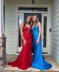 Mermaid V-neck Jersey Corset Beaded Prom Dresses