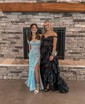 Ball Gown V-neck Sequin Ruffle Tiered Prom Dresses