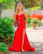 Mermaid Strapless Satin Cut Out Prom Dresses With Ruched