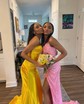 Mermaid Strapless Satin Cut Out Prom Dresses With Ruched