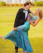 Mermaid V-neck Backless Sparkly Sequin Prom Dresses