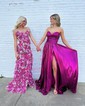 Sparkly A-line Cowl Neck Metallic Prom Dresses With Ruched