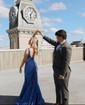 Mermaid V-neck Backless Sparkly Sequin Prom Dresses