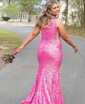 Mermaid One Shoulder Sparkly Sequin Prom Dresses