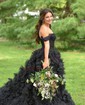 Princess Off-the-shoulder Tulle Ruffle Tiered Prom Dresses