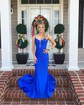 Mermaid V-neck Jersey Corset Beaded Prom Dresses