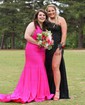 Mermaid One Shoulder Jersey Beaded Prom Dresses With Ruched