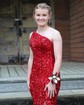 Sheath/Column One Shoulder Sparkly Velvet Sequin Prom Dresses