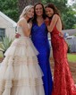 Mermaid V-neck Jersey Backless Beaded Prom Dresses