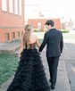 Ball Gown Strapless Tulle Ruffle Tiered Prom Dresses