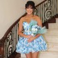 Cute Skater Chiffon Tiered Ruffle Homecoming Dresses