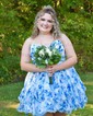 Cute Skater Chiffon Tiered Ruffle Homecoming Dresses