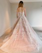 Ball Gown Scoop Neck Tulle Prom Dresses With Appliques