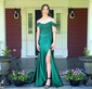 Mermaid Off-the-shoulder Satin Corset Prom Dresses With Appliques