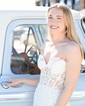 Sheath/Column Strapless Tulle Corset Prom Dresses With Appliques