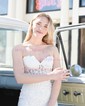 Sheath/Column Strapless Tulle Corset Prom Dresses With Appliques
