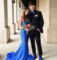 Mermaid V-neck Jersey Corset Beaded Prom Dresses