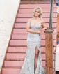 Mermaid Off-the-shoulder Sparkly Sequin Prom Dresses With Appliques