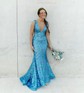 Mermaid V-neck Backless Sparkly Sequin Prom Dresses