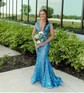 Mermaid V-neck Backless Sparkly Sequin Prom Dresses