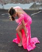 Mermaid Off-the-shoulder Sparkly Sequin Prom Dresses With Feather
