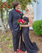 Mermaid Strapless Lace Tulle Prom Dresses With Appliques