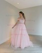 Ball Gown Off-the-shoulder Tulle Prom Dresses With Ruched