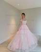 Ball Gown Off-the-shoulder Tulle Prom Dresses With Ruched