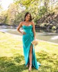 Mermaid Strapless Satin Corset Prom Dresses With Ruched