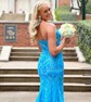 Mermaid V-neck Sparkly Sequin Prom Dresses