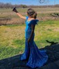 Mermaid Off-the-shoulder Sparkly Sequin Prom Dresses With Feather