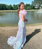 Mermaid Off-the-shoulder Sparkly Sequin Prom Dresses With Feather