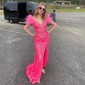Mermaid Off-the-shoulder Sparkly Sequin Prom Dresses With Feather