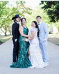 Mermaid Off-the-shoulder Sparkly Sequin Prom Dresses With Feather
