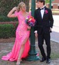 Mermaid Off-the-shoulder Sparkly Sequin Prom Dresses With Feather