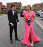 Mermaid Off-the-shoulder Sparkly Sequin Prom Dresses With Feather