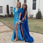 Mermaid Off-the-shoulder Sparkly Sequin Prom Dresses With Feather