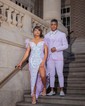 Mermaid Off-the-shoulder Sparkly Sequin Prom Dresses With Feather