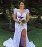 Mermaid Off-the-shoulder Sparkly Sequin Prom Dresses With Feather