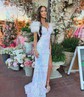 Mermaid Off-the-shoulder Sparkly Sequin Prom Dresses With Feather