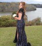 Mermaid Off-the-shoulder Sparkly Sequin Prom Dresses With Feather