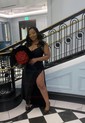 Sheath/Column V-neck Satin Prom Dresses With Appliques