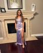 Sheath/Column Sweetheart Satin Corset Prom Dresses With Ruched