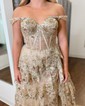 Ball Gown Off-the-shoulder Sequin Tiered Prom Dresses