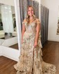 Ball Gown Off-the-shoulder Sequin Tiered Prom Dresses